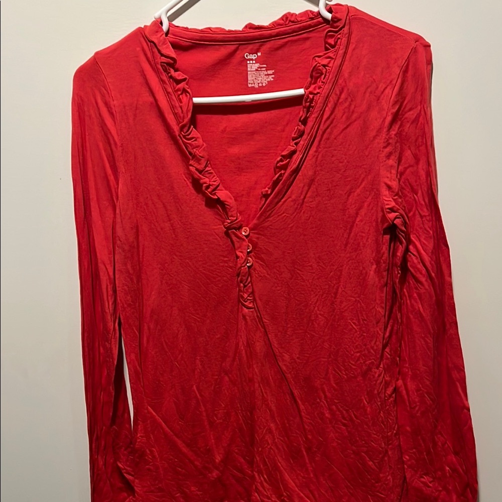 Cato Women's Red Ruffle Top